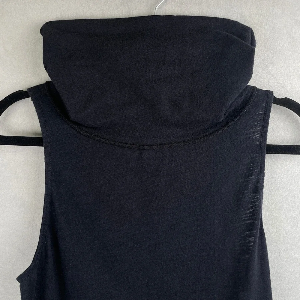 We The Free People Black Sleeveless Funnel Cowl Neck Slub Knit Top Grunge Boho S